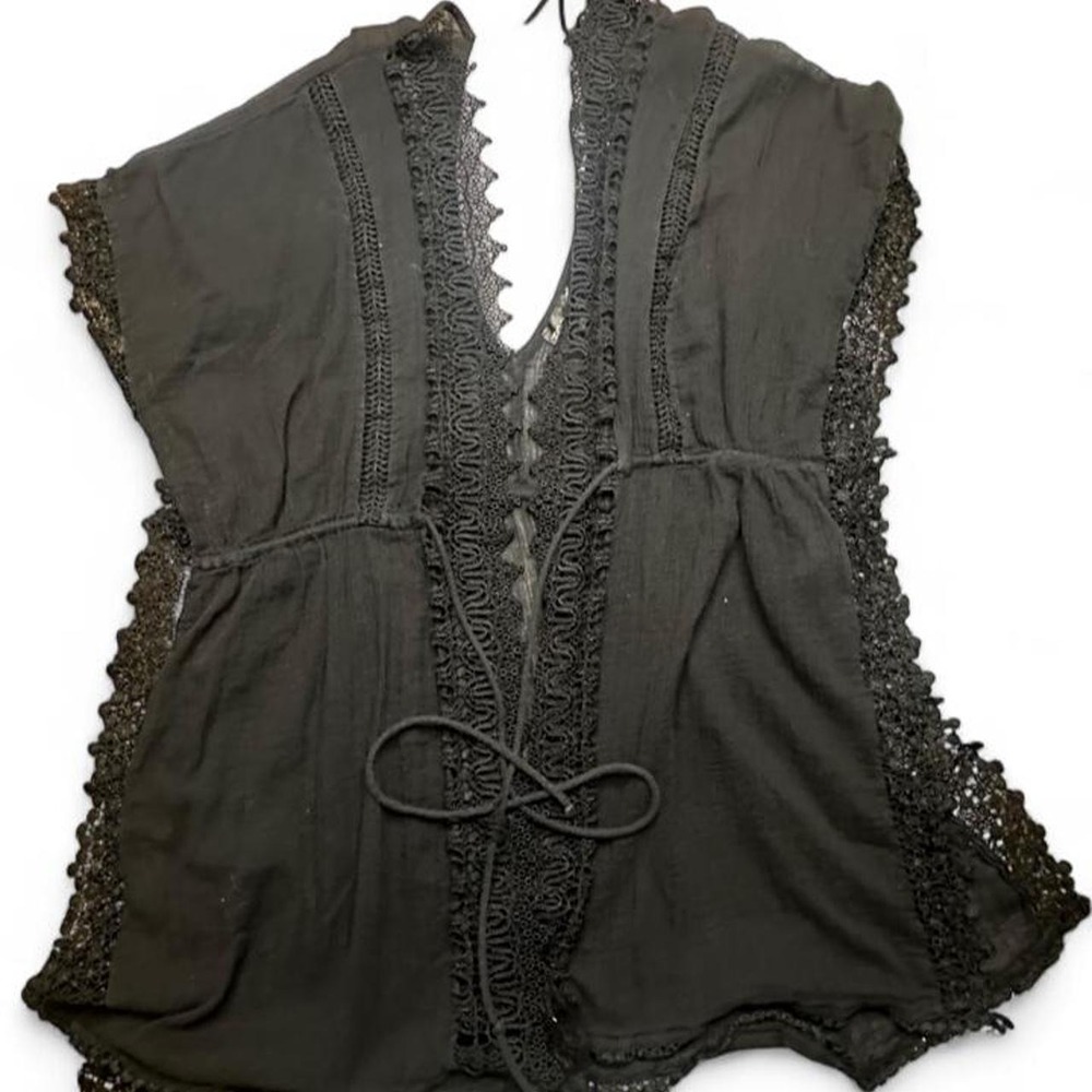 Topshop black lace robe